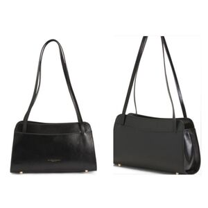 Divina Firenze Tamara Black Genuine Leather Double Strap Shoulder Bag